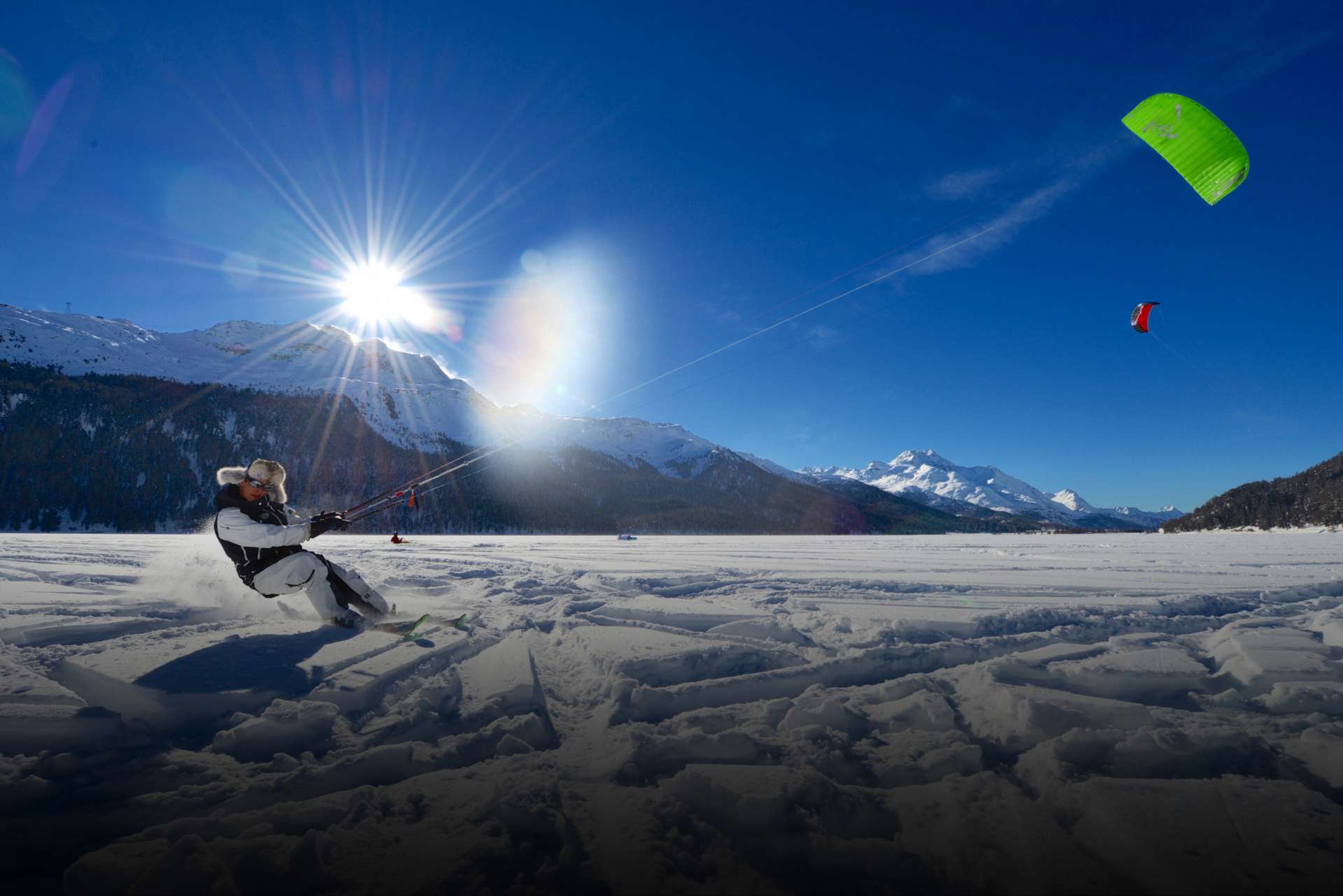 A person alpine snowkiting