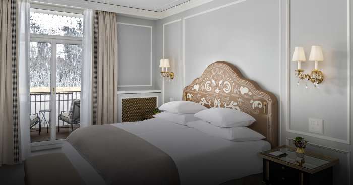 Bedroom suite at the Badrutt's Palace Hotel