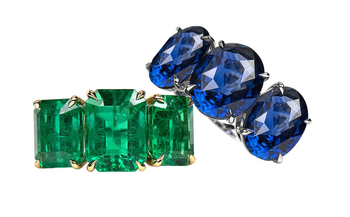 Sapphire and emerald rings