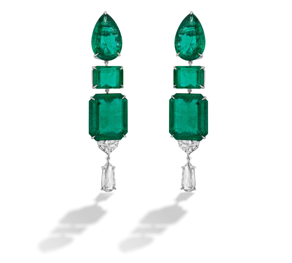 Emerald and diamond earrings inspired by St. Moritz