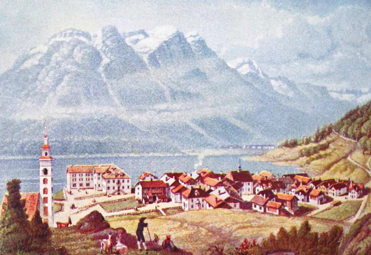 Historic engraving of St. Moritz