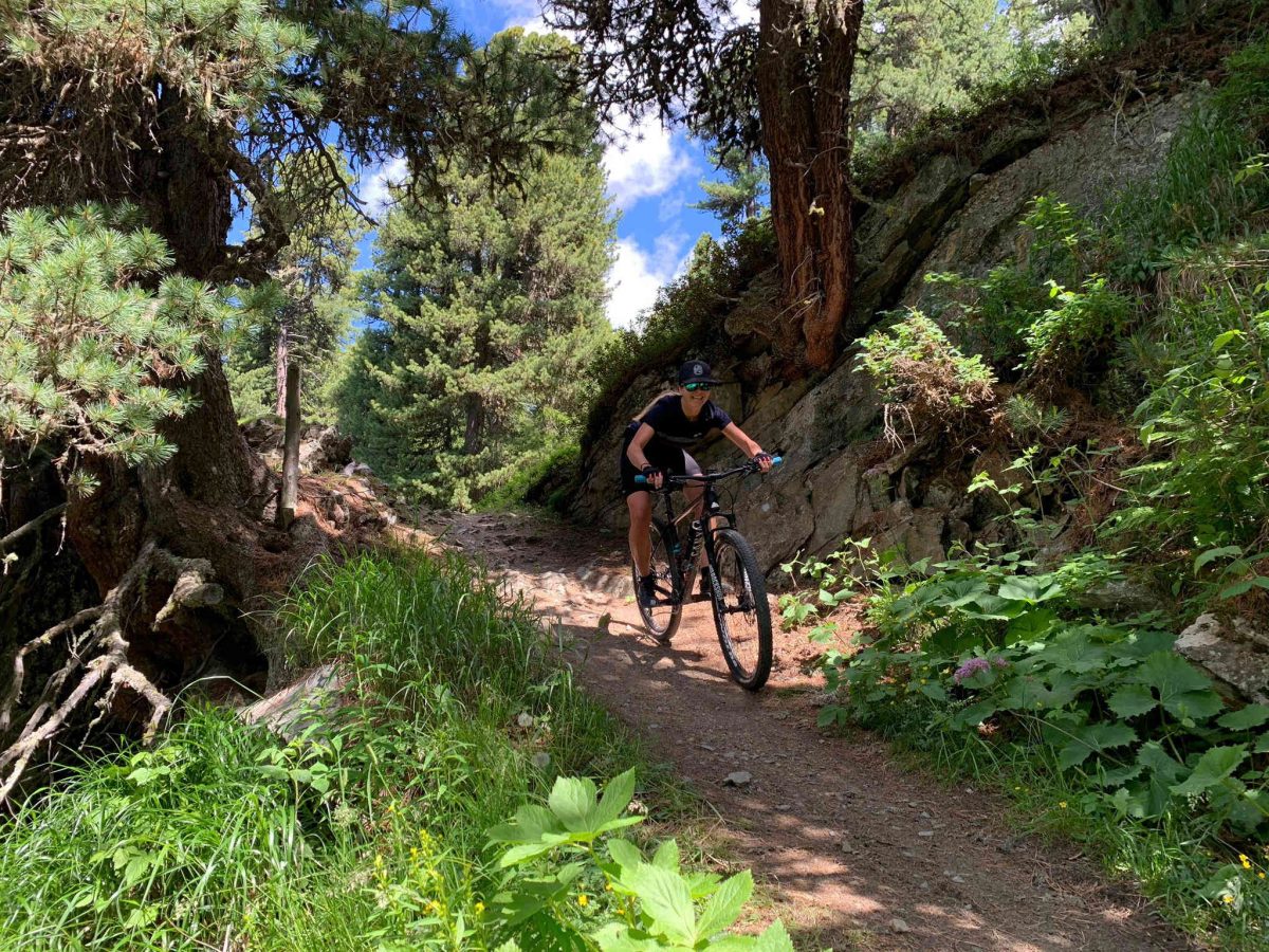 Mountain biking in the Swiss Alps in summer