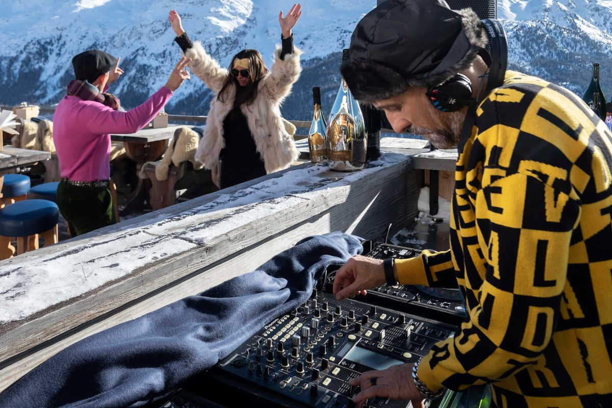 A DJ at Paradiso restaurant in St. Moritz