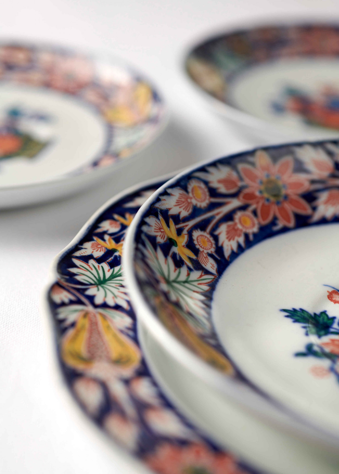 Items from Badrutt's Palace Hotel's Wedgwood collection featuring the Poterat Etruria pattern