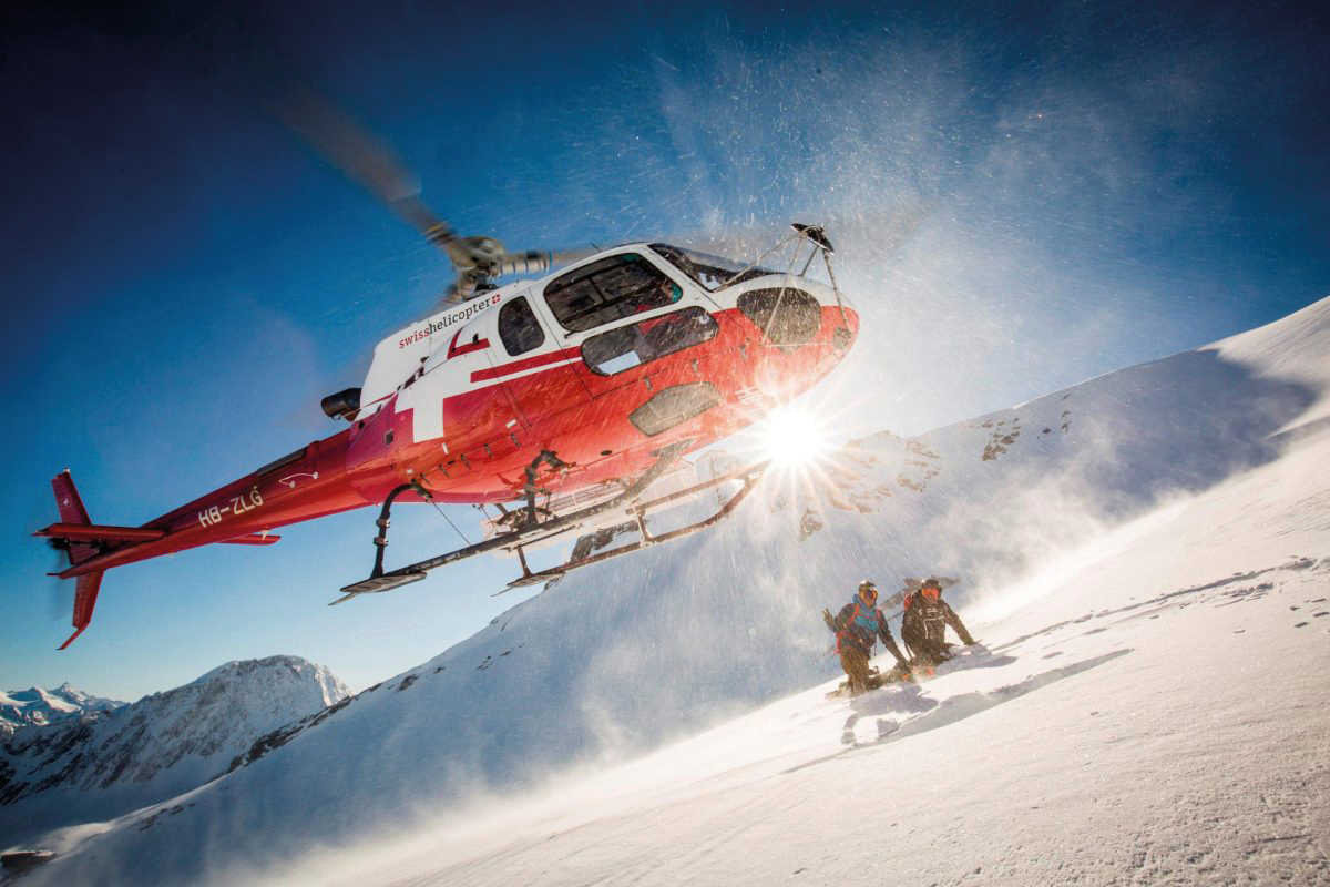 Heli-skiing in the Swiss Alps 