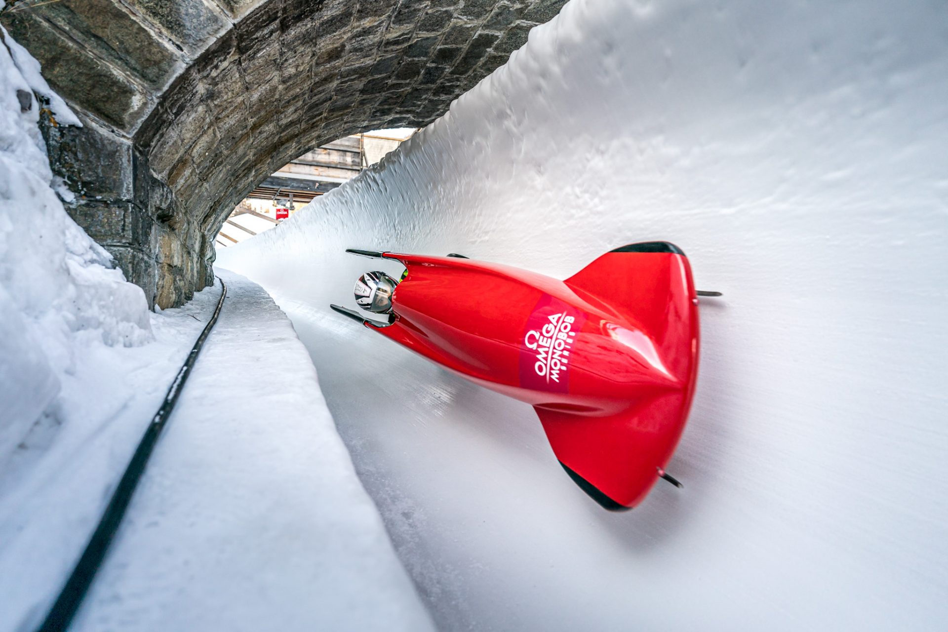 A monobob on the Olympia Bob Run St. Moritz-Celerina