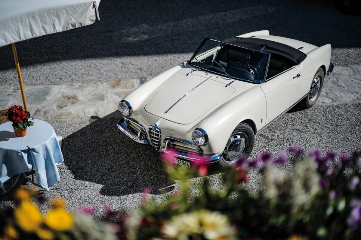 A classic car parked in St. Moritz Switzerland