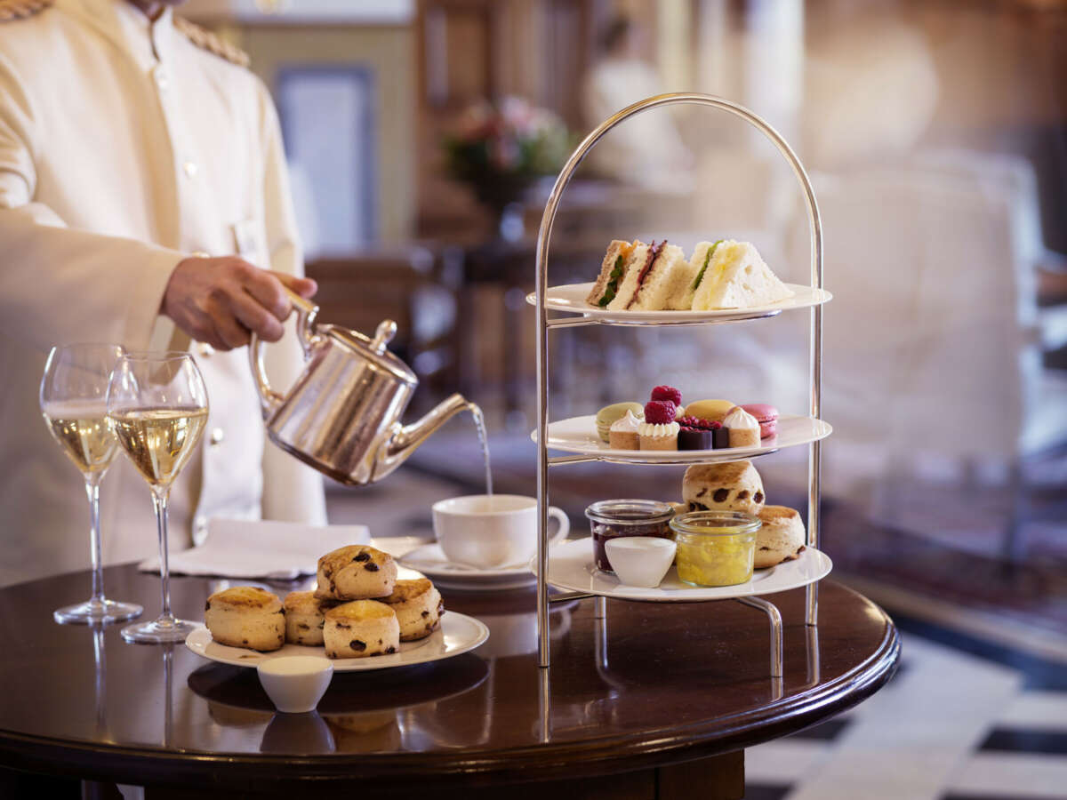 Afternoon tea served at Badrutt's Palace Hotel, St. Moritz