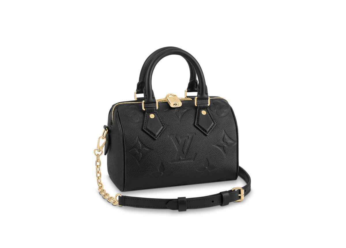 Black leather designer handbag