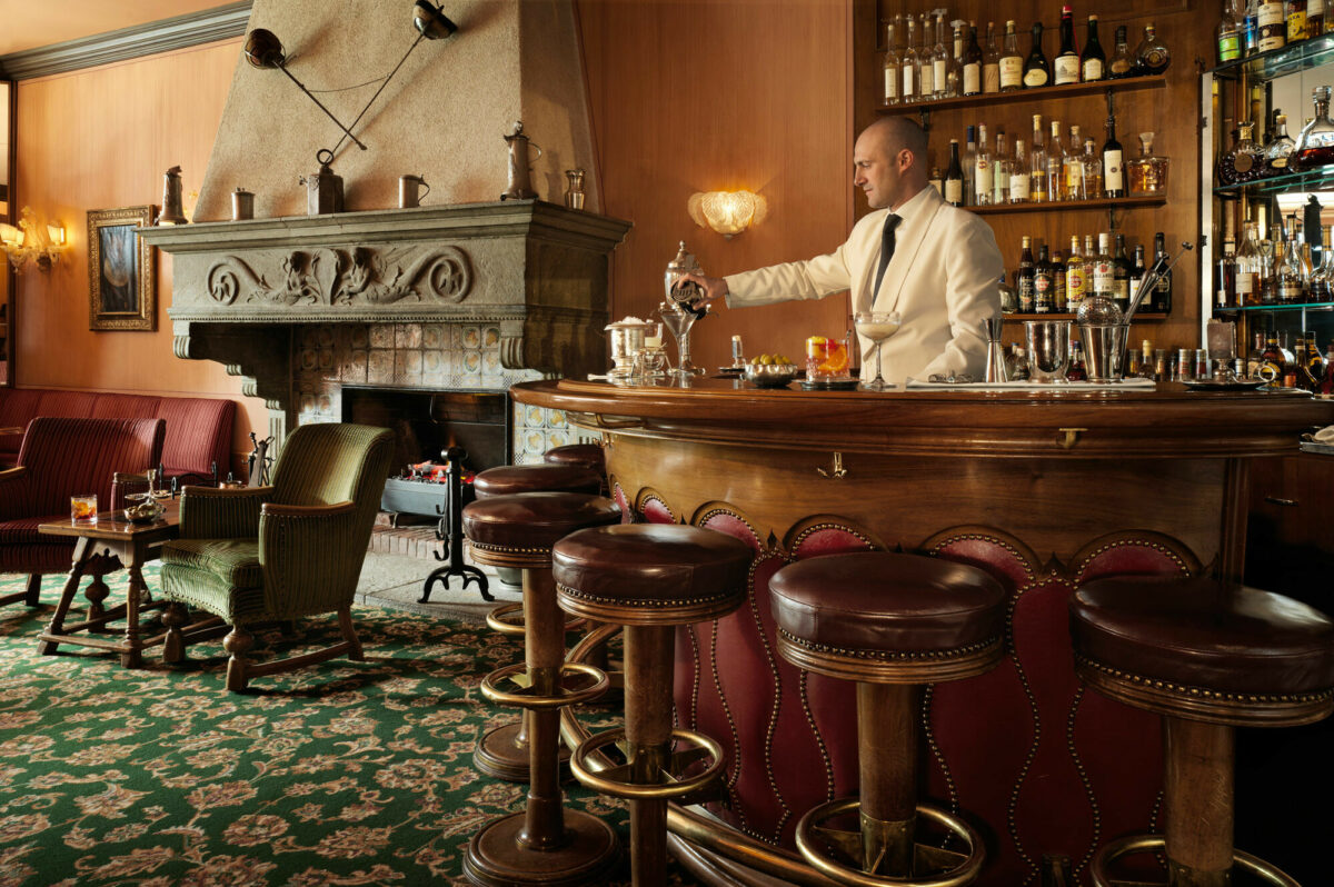 A bartender in a hotel bar