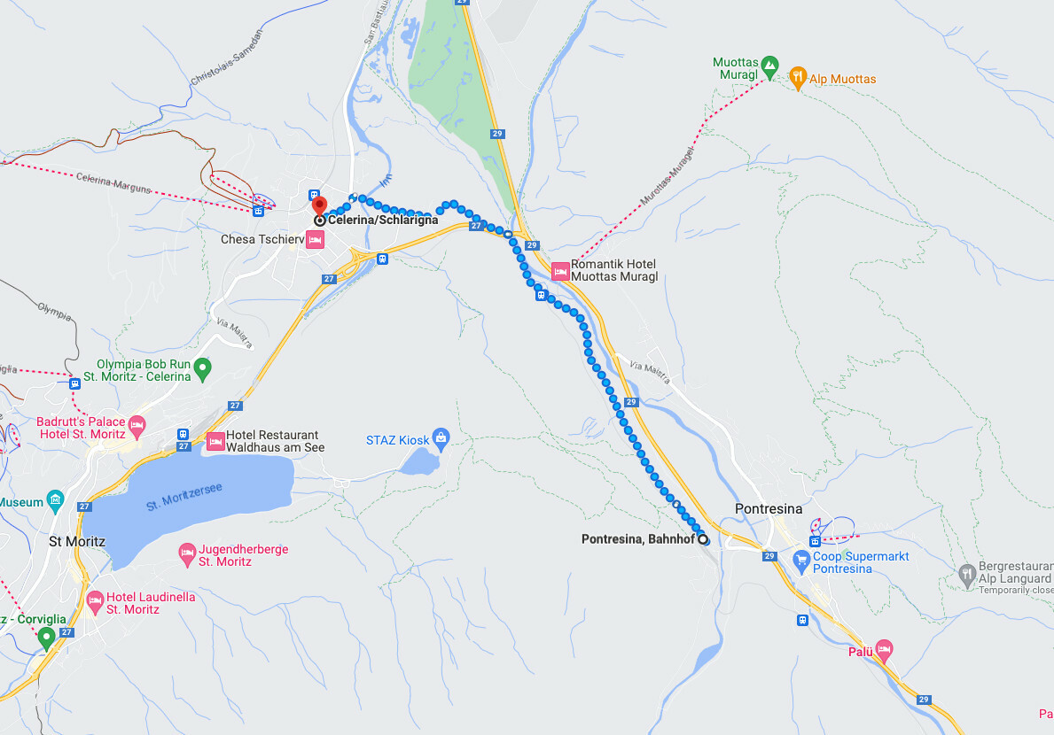 Pontresina to Celerina map