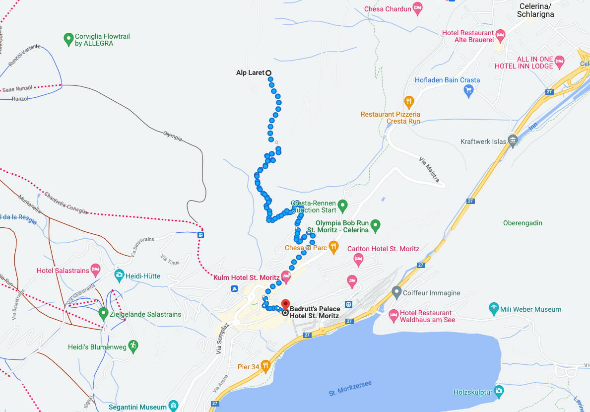 St. Moritz to Alp Laret map