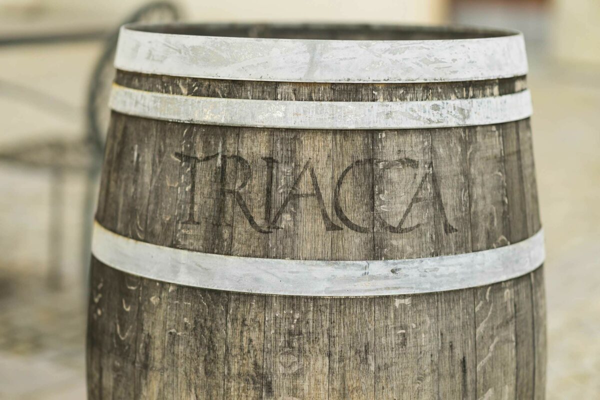 A wooden wine barrel