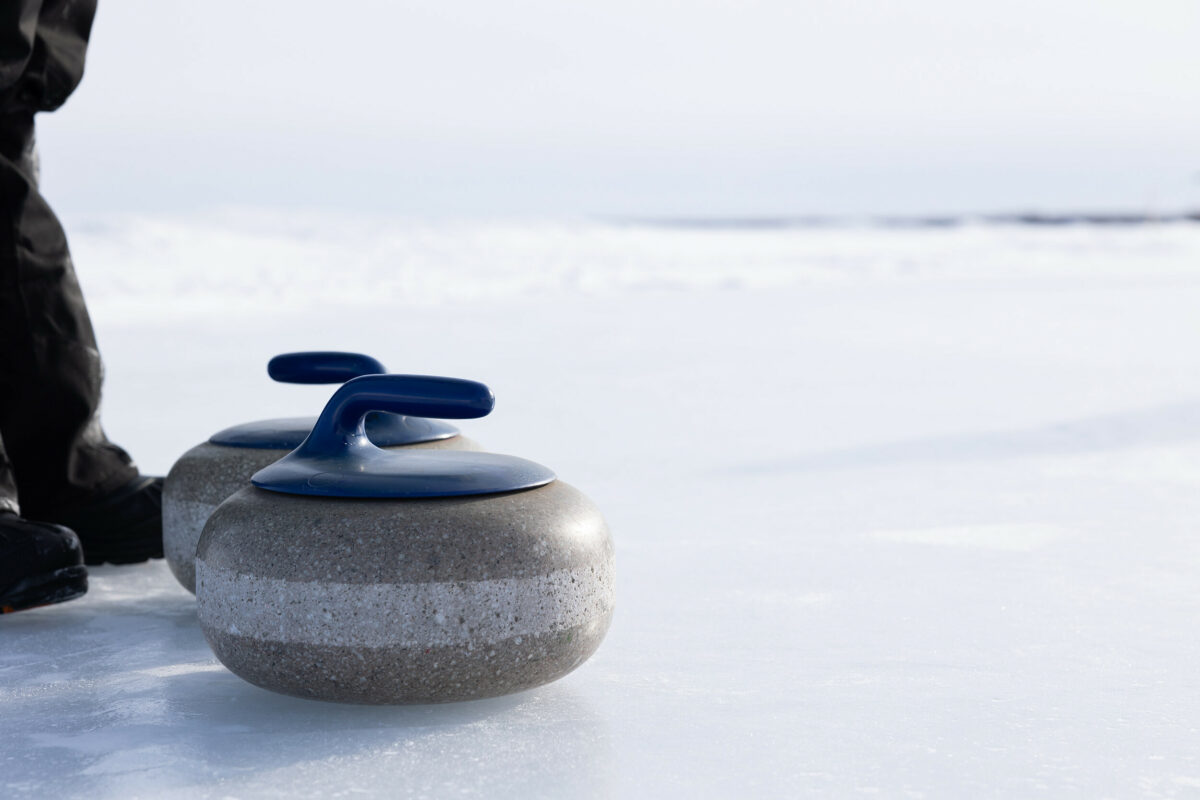 Curling stones on ice in St.Moritz