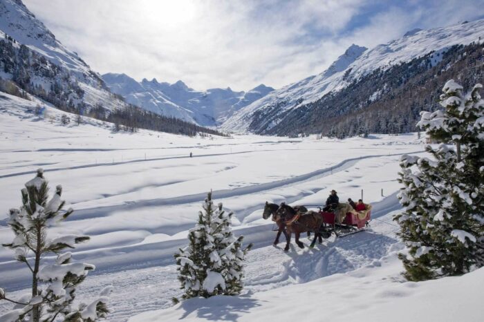 Pferdekutschenausfahrt im Schnee