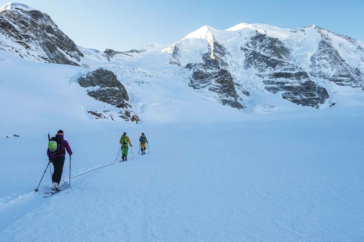 Ski tourers on a glacier
